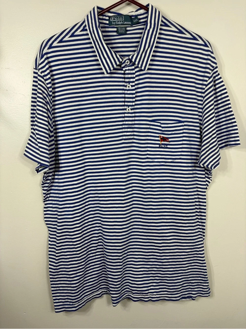Polo Ralph Lauren RLYC Yacht Club Striped Polo Shirt XXL Blue White Cotton